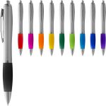 Nash ballpoint pen with silver barrel with coloured grip, Purple,Silver (10635502)