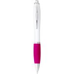 Nash ballpoint pen with white barrel and coloured grip, White,Pink (10637107)
