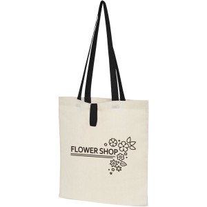 Nevada 100 g/m2 cotton foldable tote bag, Natural, Solid black (cotton bag)