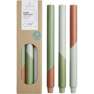Originalhome Eden diagonal candles - set of 3, Heather green