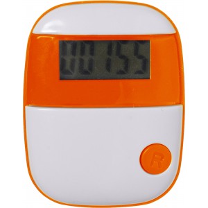 Plastic pedometer with a step counter., orange (Sports equipment)