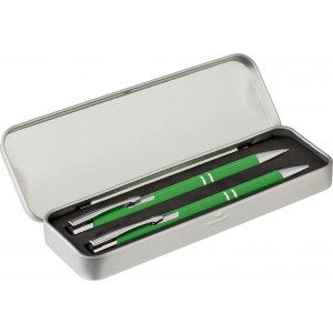 Aluminium writing set Zahir, light green (Pen sets)