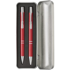 Aluminium writing set Zahir, red (Pen sets)
