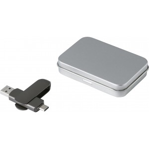 Zinc alloy USB stick Harlow, gun metal (Pendrives)