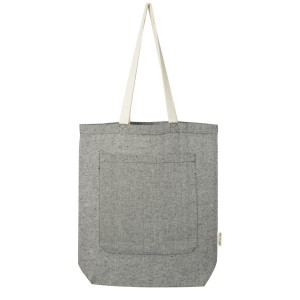 Pheebs 150 g/m2 recycled cotton tote bag with front pocket 9L, Heather black (cotton bag)