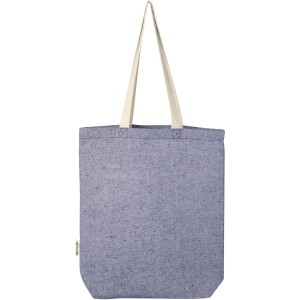 Pheebs 150 g/m2 recycled cotton tote bag with front pocket 9L, Heather blue (cotton bag)