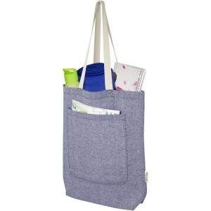 Pheebs 150 g/m2 recycled cotton tote bag with front pocket 9L, Heather blue (cotton bag)