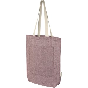 Pheebs 150 g/m2 recycled cotton tote bag with front pocket 9L, Heather maroon (cotton bag)