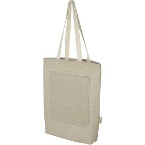 Pheebs 150 g/m2 recycled cotton tote bag with front pocket 9L, Heather natural (cotton bag)