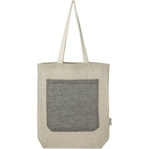 Pheebs 150 g/m2 recycled cotton tote bag with front pocket 9L, Natural, Heather black (cotton bag)