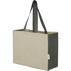 Pheebs 190 g/m2 recycled cotton gusset tote bag with contrast sides 18L, Heather natural, Heather bl (cotton bag)