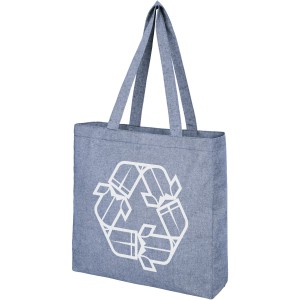 Pheebs 210 g/m2 recycled gusset tote bag, Heather blue (cotton bag)