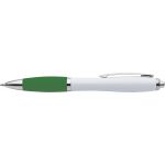 Plastic ballpen with coloured rubber grip, blue ink, green (3018-04CD)