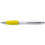 Plastic ballpen with coloured rubber grip, blue ink, yellow (3018-06CD)