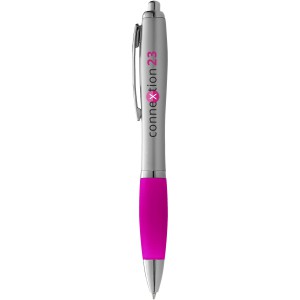 Nash ballpoint pen with coloured grip, Silver,Pink (Plastic pen)