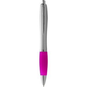 Nash ballpoint pen with coloured grip, Silver,Pink (Plastic pen)