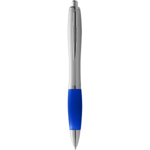 Nash ballpoint pen with silver barrel with coloured grip, Silver,Royal blue (Plastic pen)