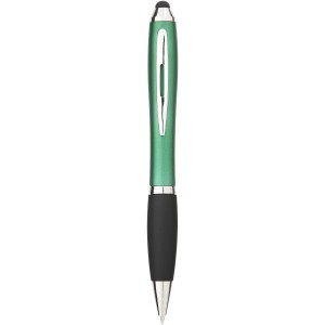 Nash coloured stylus ballpoint pen with black grip, Green, solid black (Plastic pen)