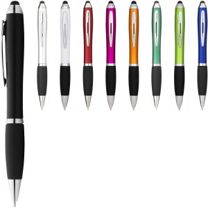 Nash coloured stylus ballpoint pen with black grip, Green, solid black (Plastic pen)