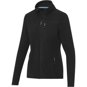 Amber women's GRS recycled full zip fleece jacket, Solid black (Polar pullovers)