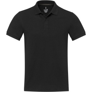 Emerald short sleeve unisex Aware(tm) recycled polo, Solid black (Polo short, mixed fiber, synthetic)