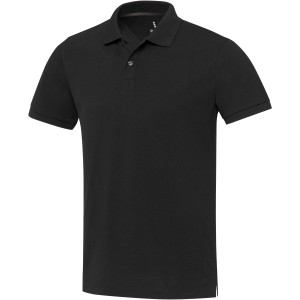 Emerald short sleeve unisex Aware(tm) recycled polo, Solid black (Polo short, mixed fiber, synthetic)