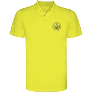 Monzha short sleeve men's sports polo, Fluor Yellow (Polo short, mixed fiber, synthetic)