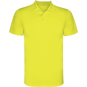Monzha short sleeve men's sports polo, Fluor Yellow (Polo short, mixed fiber, synthetic)