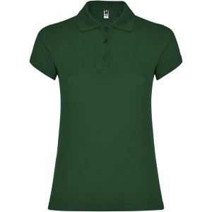 Star short sleeve women's polo, Bottle green (Polo short, mixed fiber, synthetic)