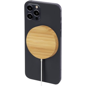 Atra 10W bamboo magnetic wireless charging pad, Beige (Powerbanks)