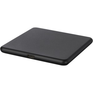 Loop 10W recycled plastic wireless charging pad, Solid black (Powerbanks)