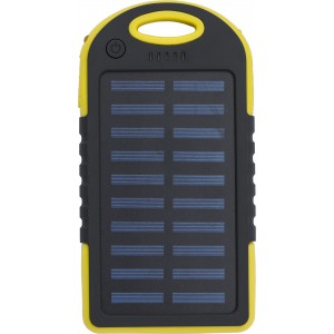 Rubberized ABS solar power bank Aurora, yellow (Powerbanks)