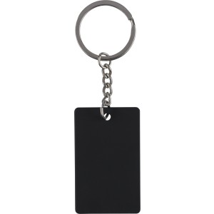 Recycled stainless steel rectangular keychain Jax, black