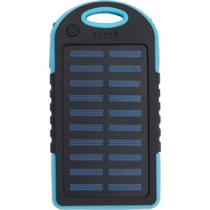 Rubberized ABS solar power bank Arin, blue