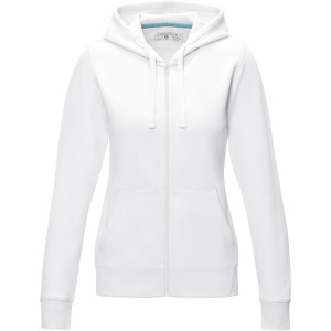 Ruby women's GOTS organic GRS recycled full zip hoodie, White (Pullovers)