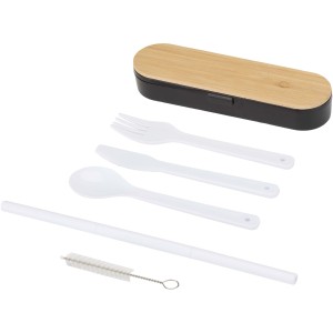 Runa cutlery set with bamboo lid, Black