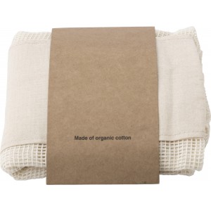 Set of three reusasable cotton mesh produce bags Adele, khak (cotton bag)