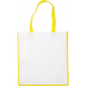 Nonwoven bag with coloured trim., Yellow (Shopping bags)