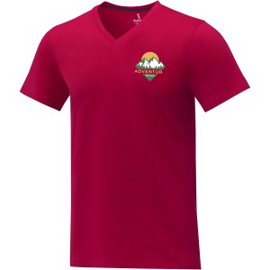 Somoto short sleeve men?s V-neck t-shirt, Red (T-shirt, 90-100% cotton)