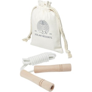 Denise wooden skipping rope in cotton pouch, Off white, Wood (Sports equipment)