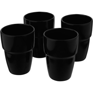 Staki 4-piece 280 ml stackable mug gift set, Solid black (Glasses)