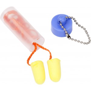 Pair of foam ear plugs., light blue (Travel items)