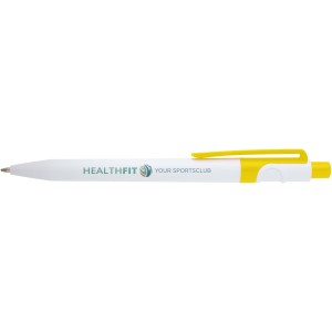 Unica recycled plastic ballpoint pen (black ink), Yellow (Plastic pen)