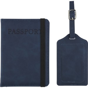 Recycled PU passport holder and luggage label Zani, blue