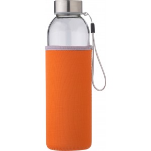 Glass bottle (500 ml) with neoprene sleeve Nika, orange (Water bottles)