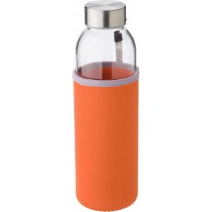 Glass bottle (500 ml) with neoprene sleeve Nika, orange (Water bottles)