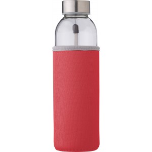 Glass bottle (500 ml) with neoprene sleeve Nika, red (Water bottles)