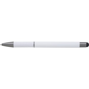 Aluminium ballpen Jett, white (Wooden, bamboo, carton pen)