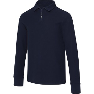 Zeus long sleeve unisex half zip polo, Navy