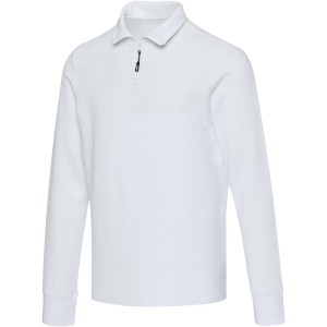 Zeus long sleeve unisex half zip polo, White